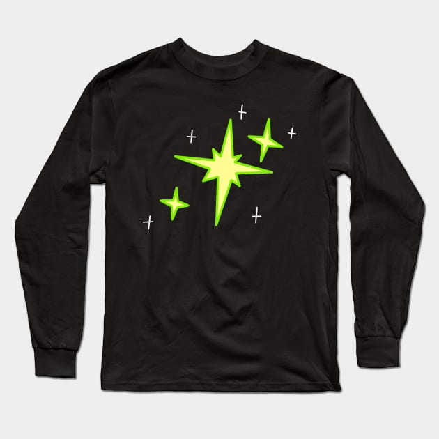 Green Sparkle Stars Long Sleeve T-Shirt by saradaboru